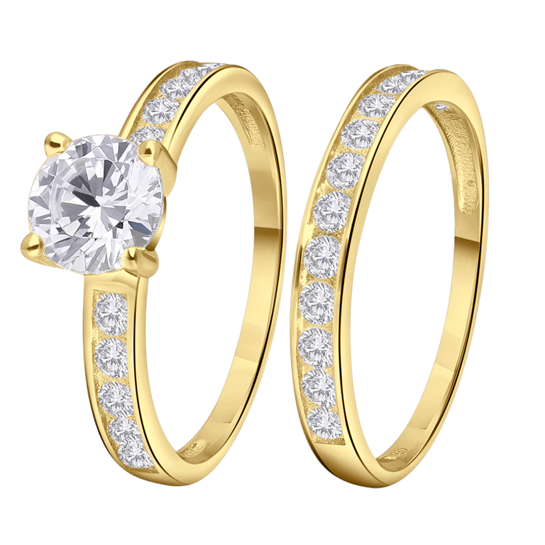 Zilveren goldplated ring met zirkonia voor dames