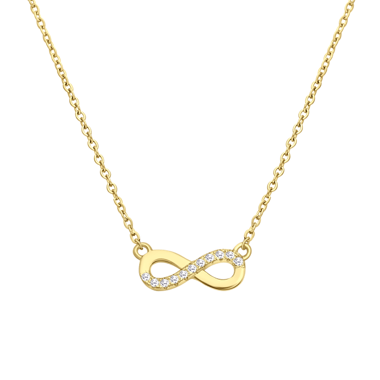 Zilveren goldplated ketting met hanger infinity met zirkonia voor dames