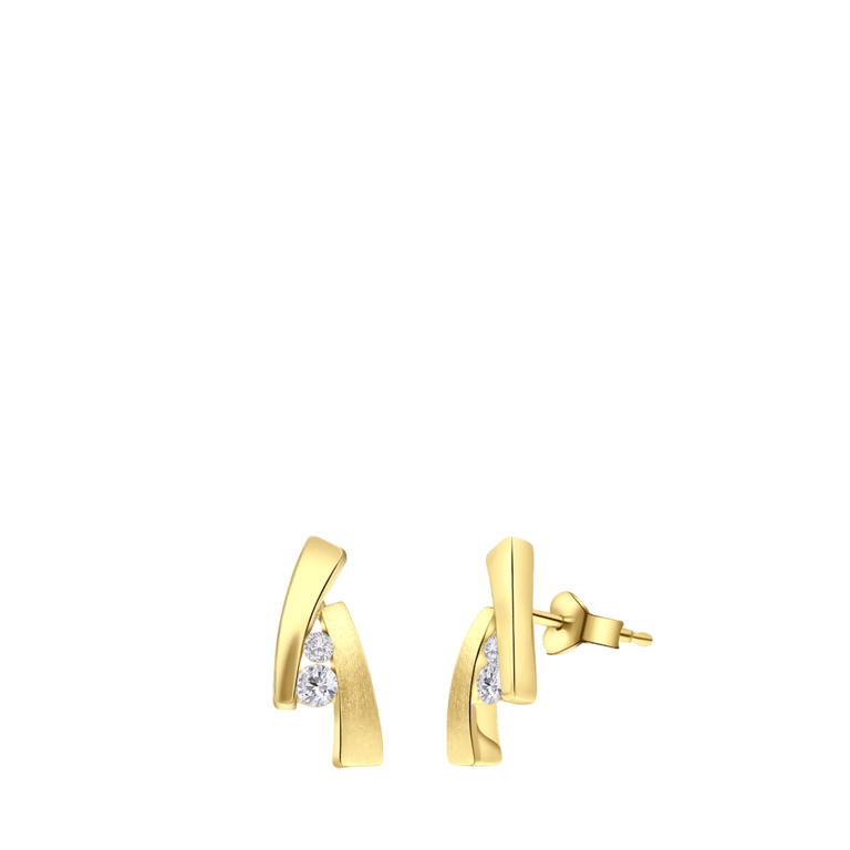 Zilveren goldplated oorknoppen met zirkonia voor dames