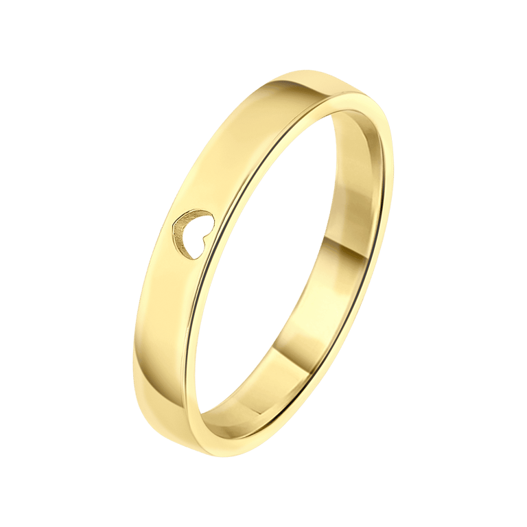 Zilveren goldplated ring met uitgesneden hart