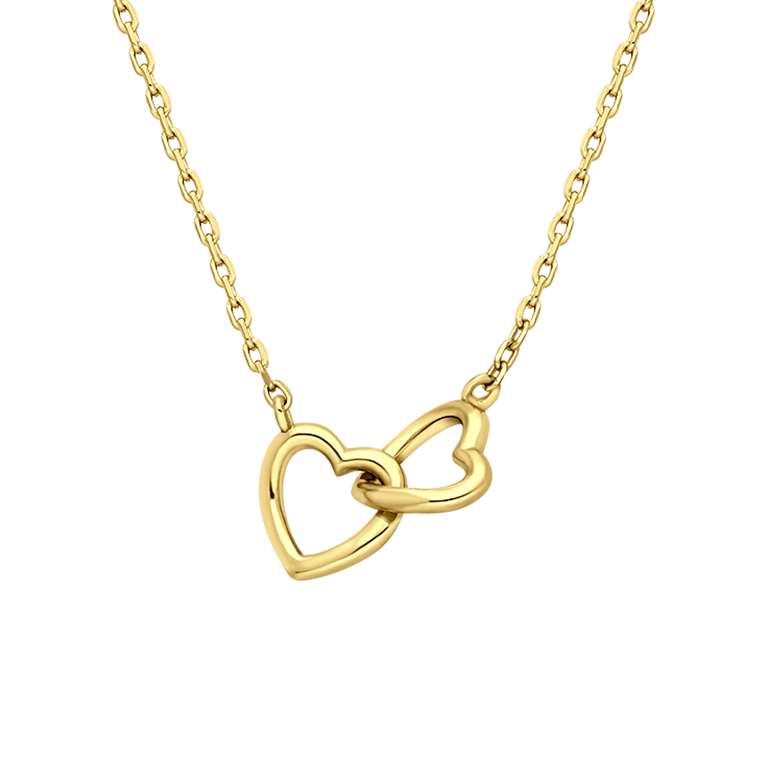 Zilveren goldplated ketting&hanger 2harten