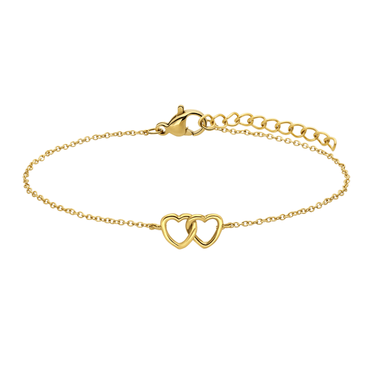 Armband, Silber 925, vergoldet, 2 Herzen