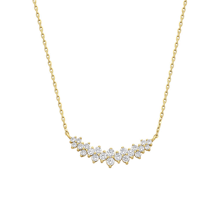 Zilveren goldplated ketting met hanger bloem met zirkonia voor dames