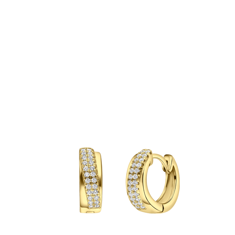 Zilveren goldplated oorringen met zirkonia voor dames