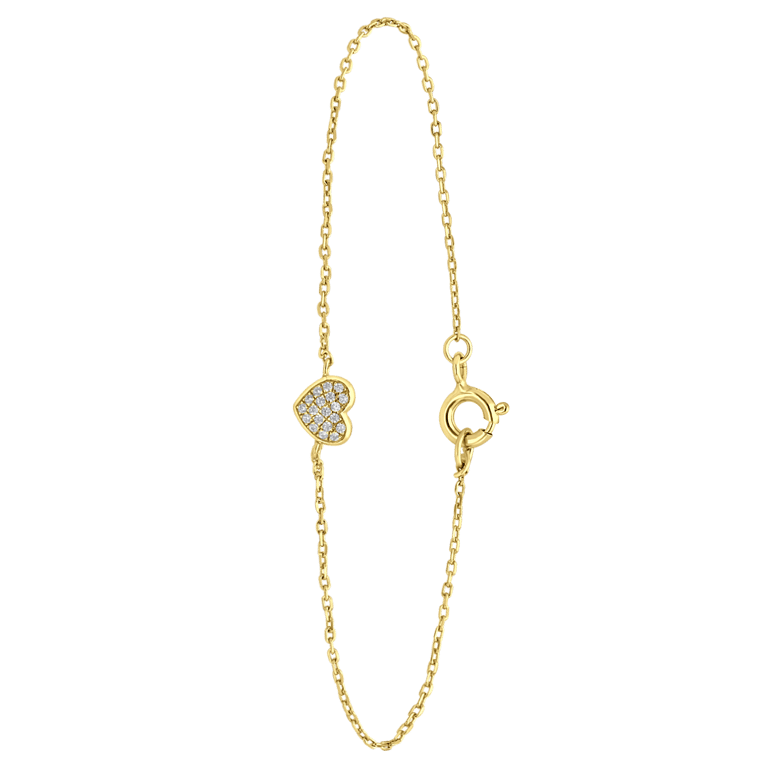 Zilveren goldplated fantasiearmband met hanger hart met zirkonia voor dames
