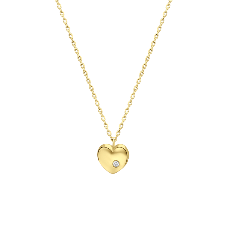 Zilveren goldplated ketting met hanger hart met zirkonia voor dames