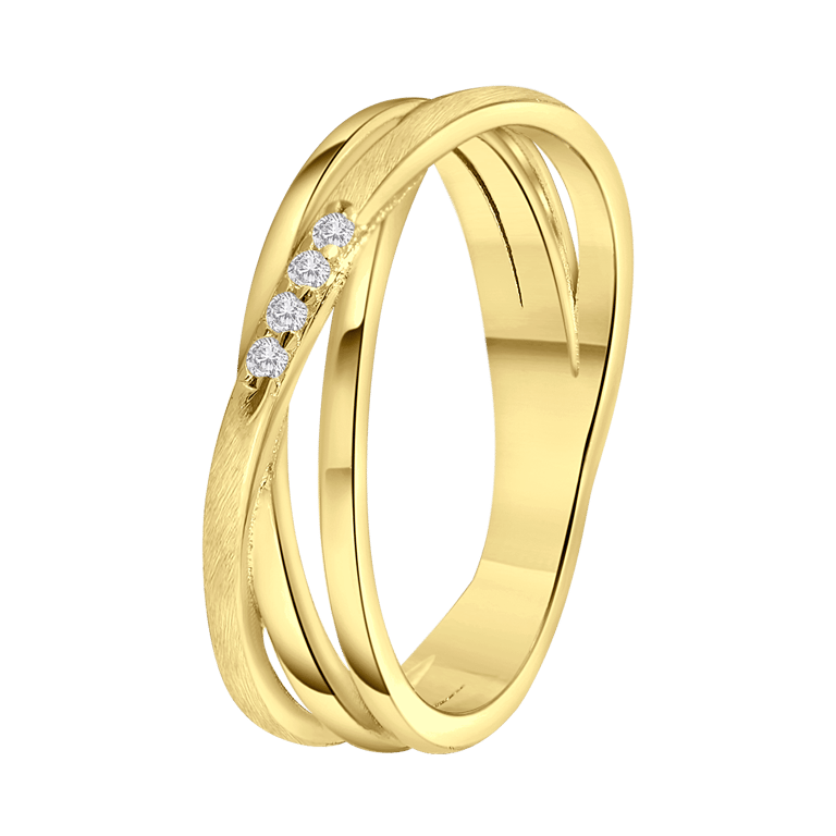 Zilveren goldplated ring met zirkonia voor dames