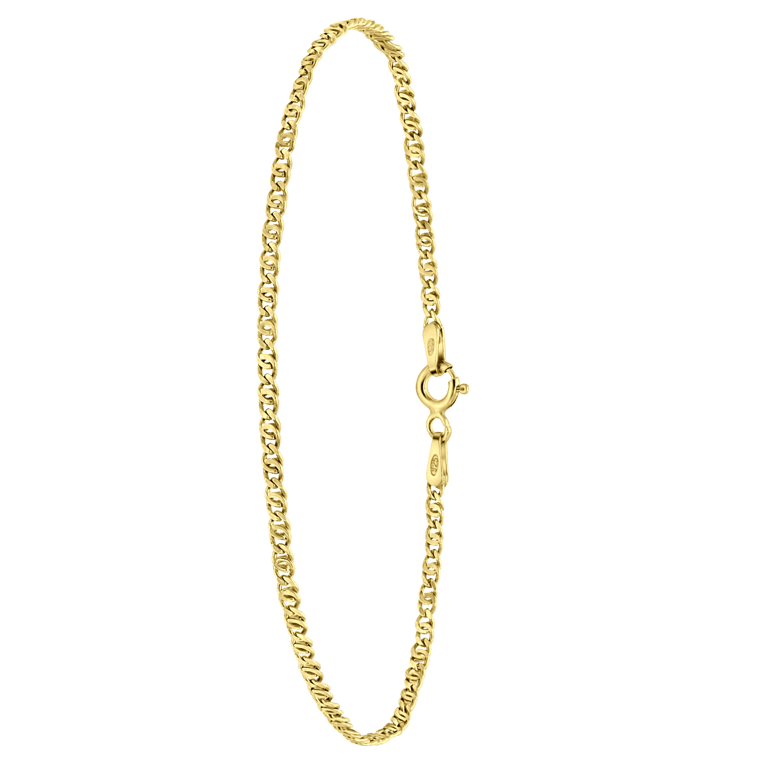 Zilveren goldplated schakelarmband voor dames