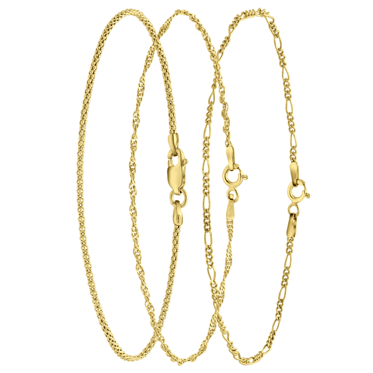 Set mit drei Armbändern aus 925 Silber, vergoldet