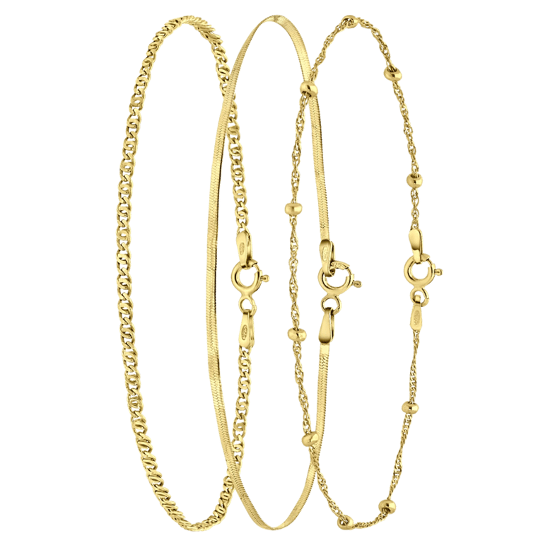 Zilveren goldplated sieradenset met 3 armbanden voor dames