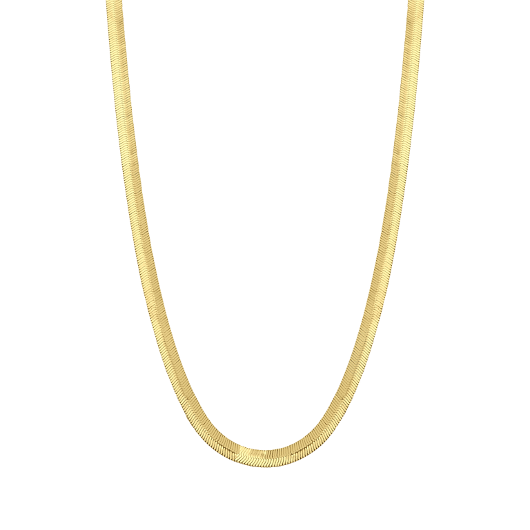 Gerecycled zilveren goldplated platte ketting bewerkt