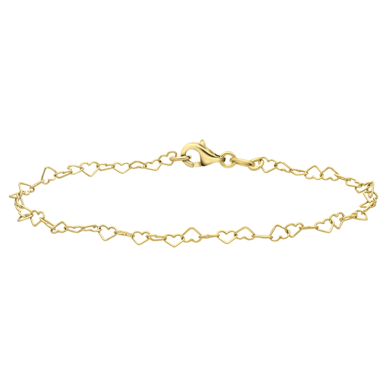 Silber 925 vergoldetes Armband Herzglied