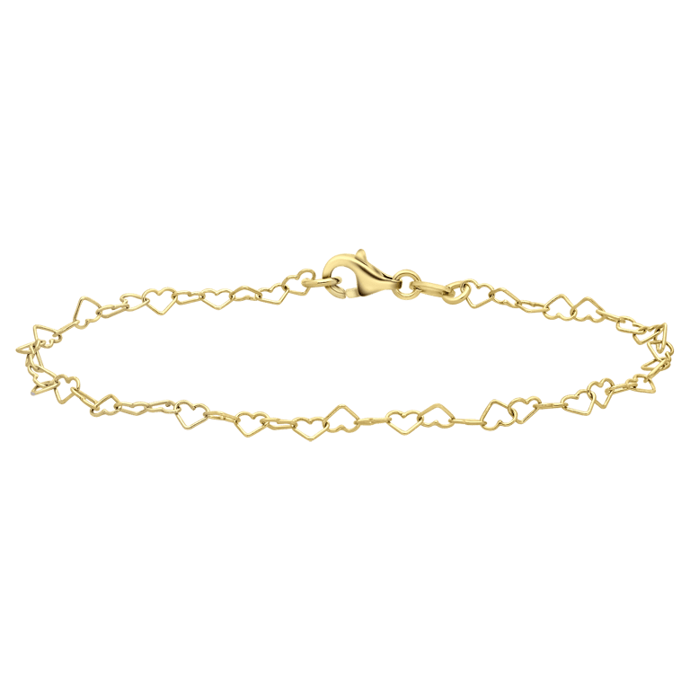 Zilveren goldplated armband hartschakel