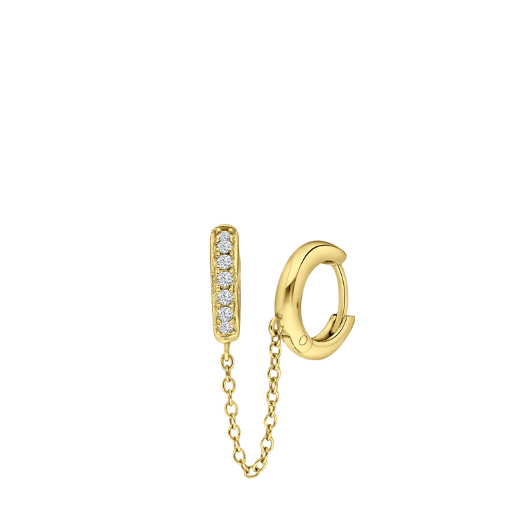 Ohrring, 925 Silber, vergoldet, doppelt, mit Zirkonia