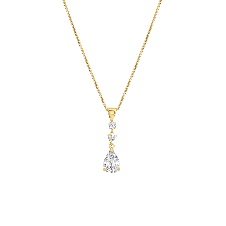 Zilveren goldplated ketting met hanger met zirkonia voor dames