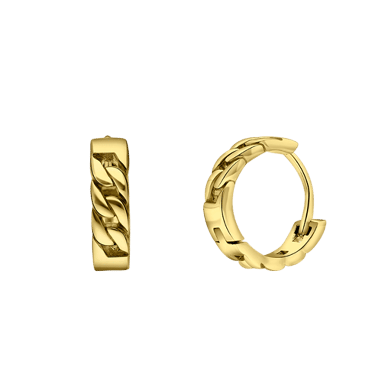 Zilveren goldplated oorringen gourmet schakel voor dames