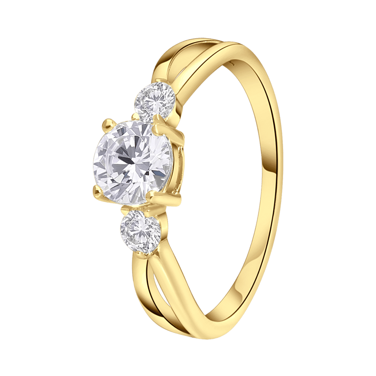 Ring, 925 Silber, vergoldet, mit Zirkonia