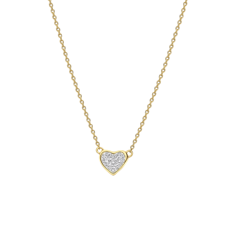 Zilveren goldplated ketting met hanger hart met zirkonia voor dames