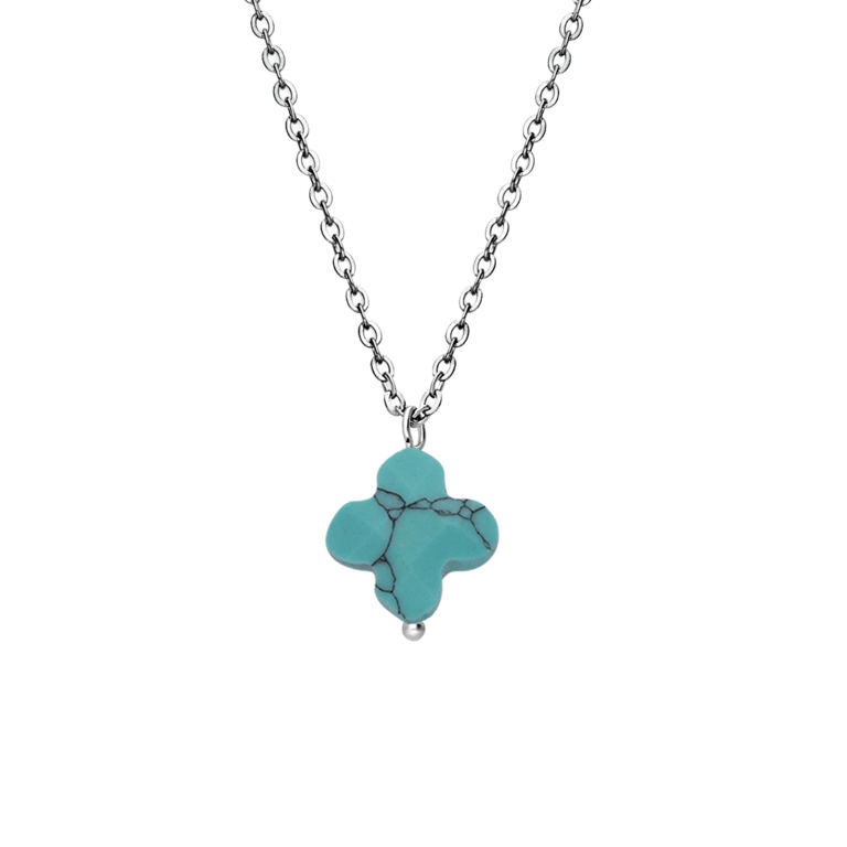 Stalen ketting met turquoise