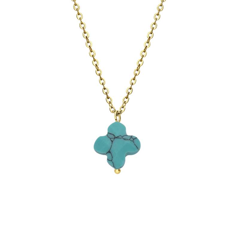 Stalen goldplated ketting met turquoise