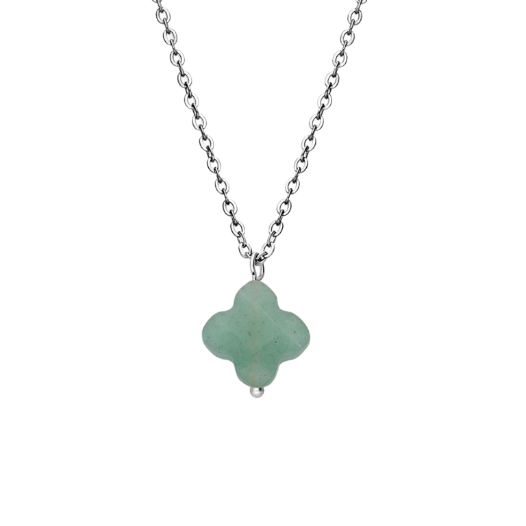 Stalen ketting met groene aventurijn voor dames