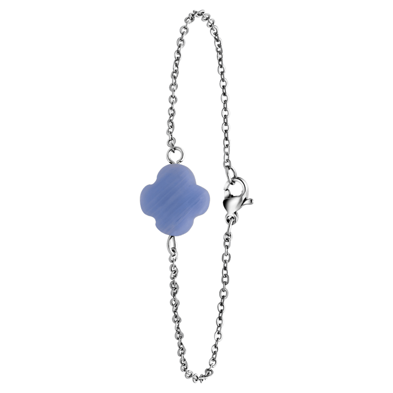 Stalen armband met blauwe lace agaat