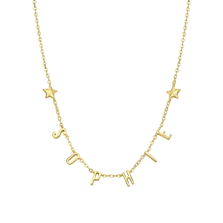 Zilveren goldplated naamketting met hanger ster voor dames