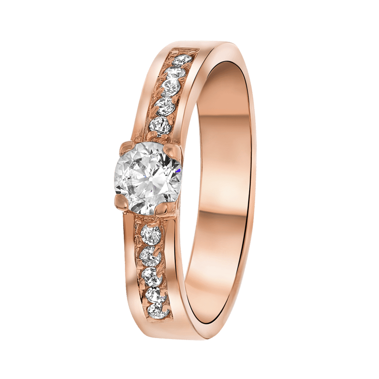 Gerecycled stalen roseplated verlovingsring florence zirkonia