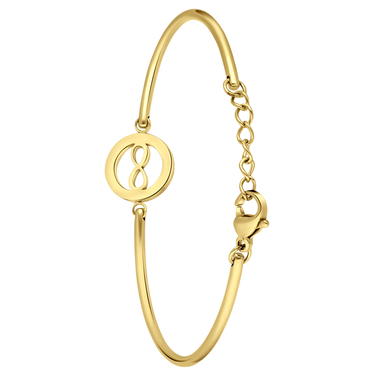Stalen goldplated armband met open infinity