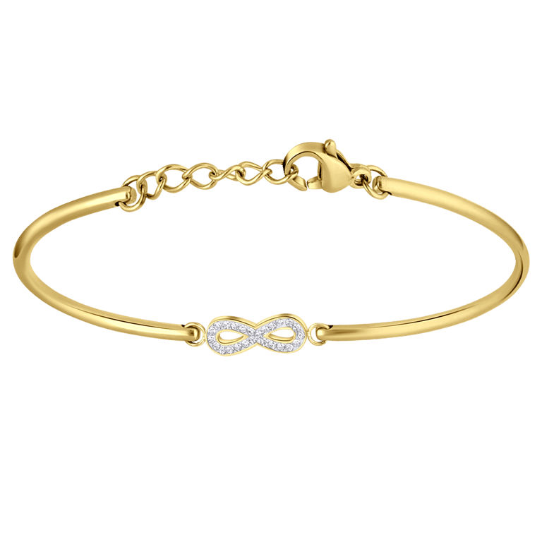 Stainless steel goldplated armband infinity met kristal