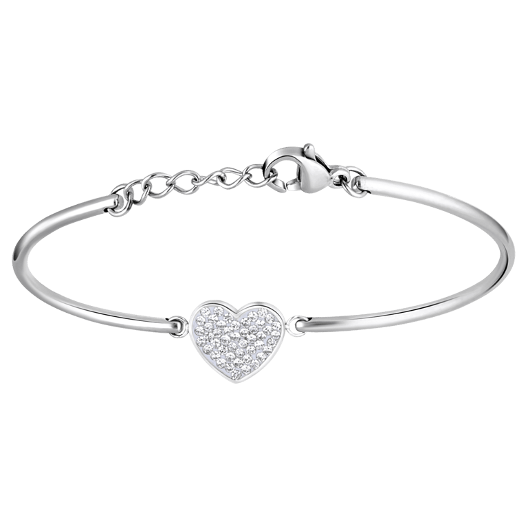 Stalen armband hart met kristal