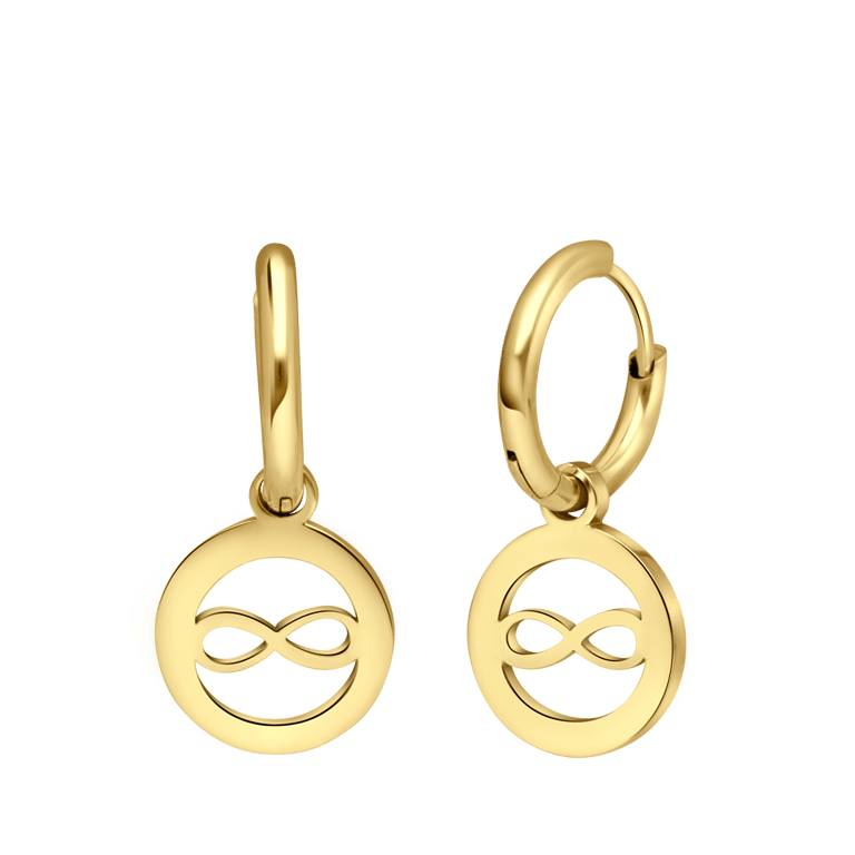 Stainless steel goldplated oorringen met hanger open infinity voor dames