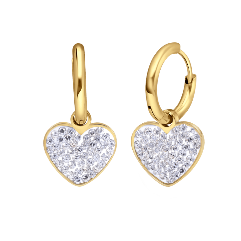 Myla stainless steel goldplated oorhangers met hart voor dames