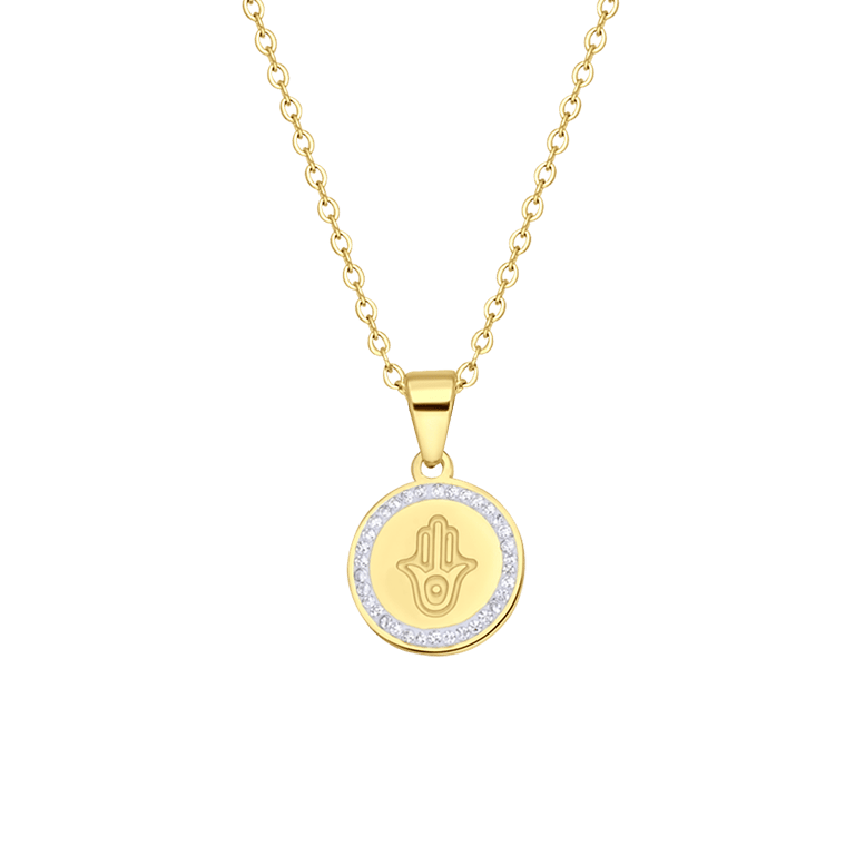 Stalen goldplated ketting met Hamsa