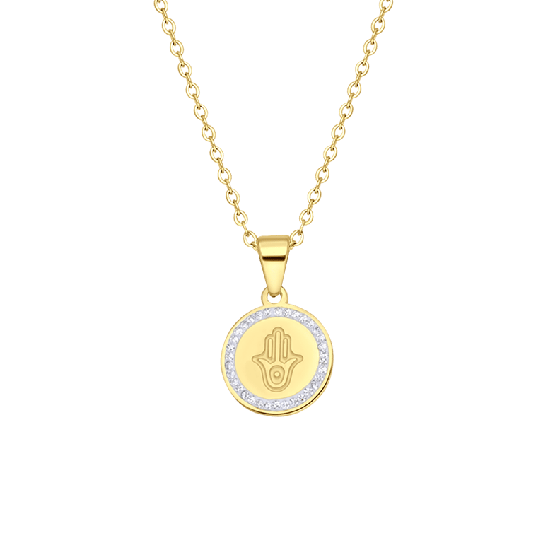 Stalen goldplated ketting met hanger munt voor dames