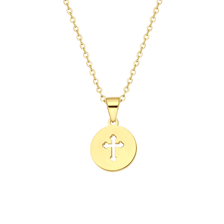 Vergoldetes Edelstahlcollier mit Kreuz-Anhänger