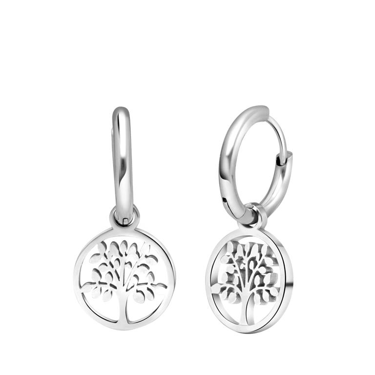 Edelstahlohrringe mit Baum des Lebens