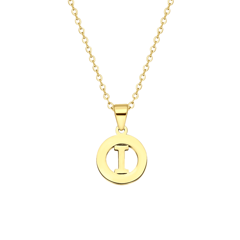 Stalen goldplated ketting met letterhanger I voor dames