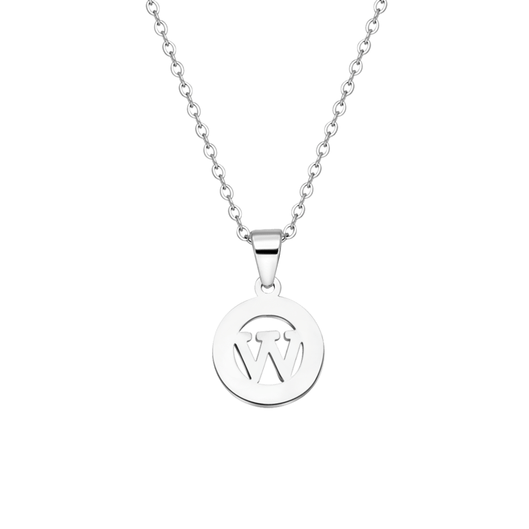Stalen ketting met letter - W