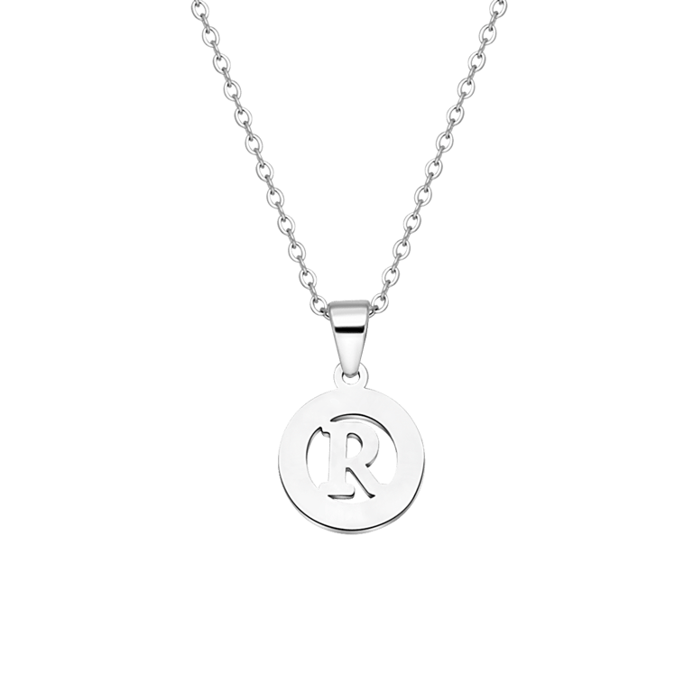 Stalen ketting met letter - R