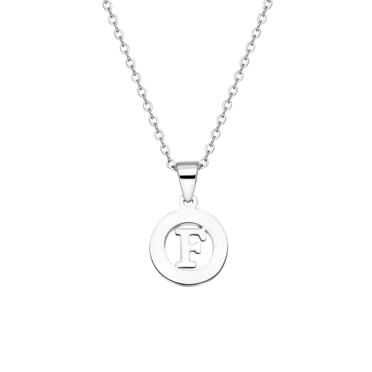 Stalen ketting met letter - F