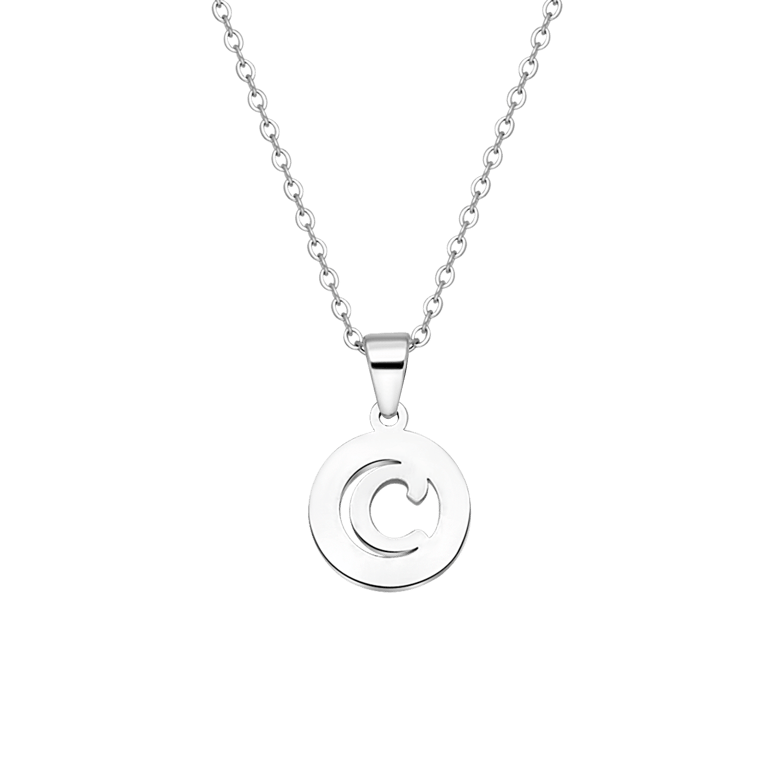 Stalen ketting met letter - C