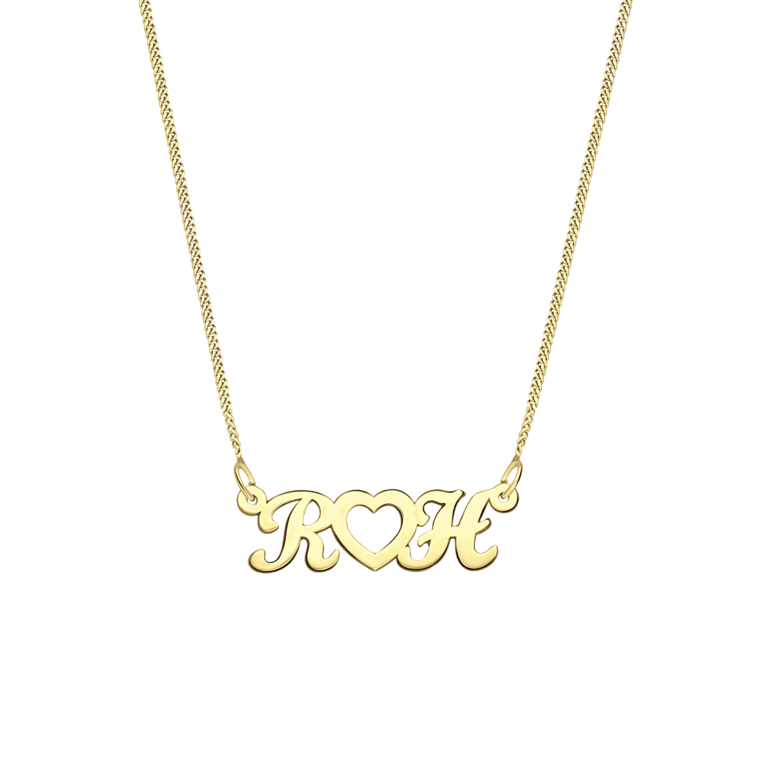 Gerecycled zilveren gold ketting letter<3letter