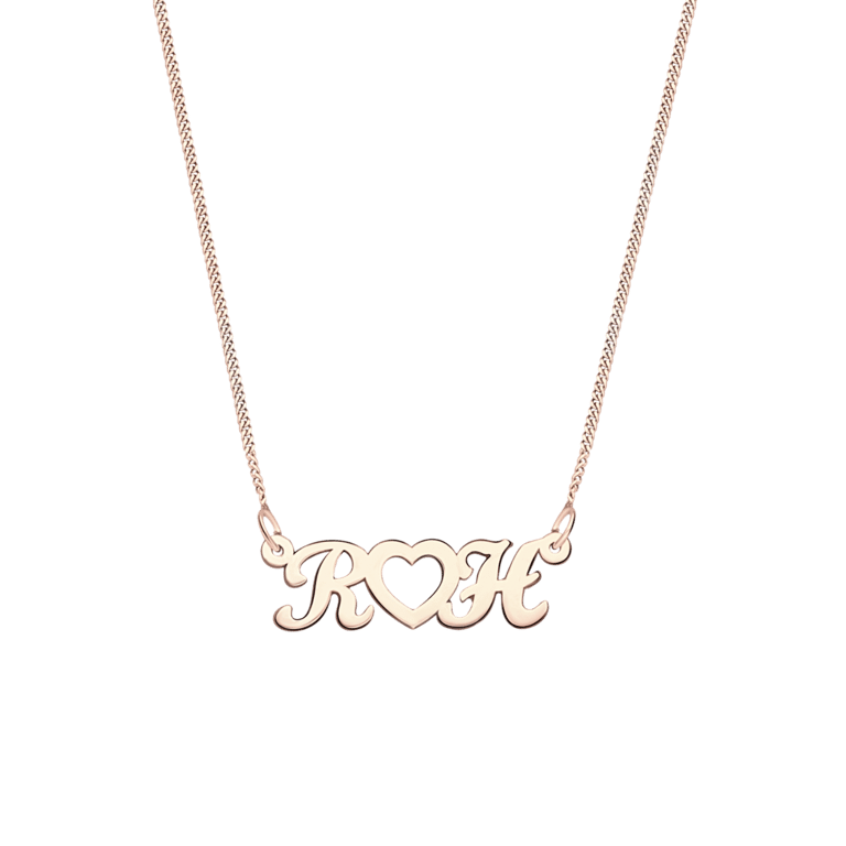 Zilveren roséplated naamketting voor dames