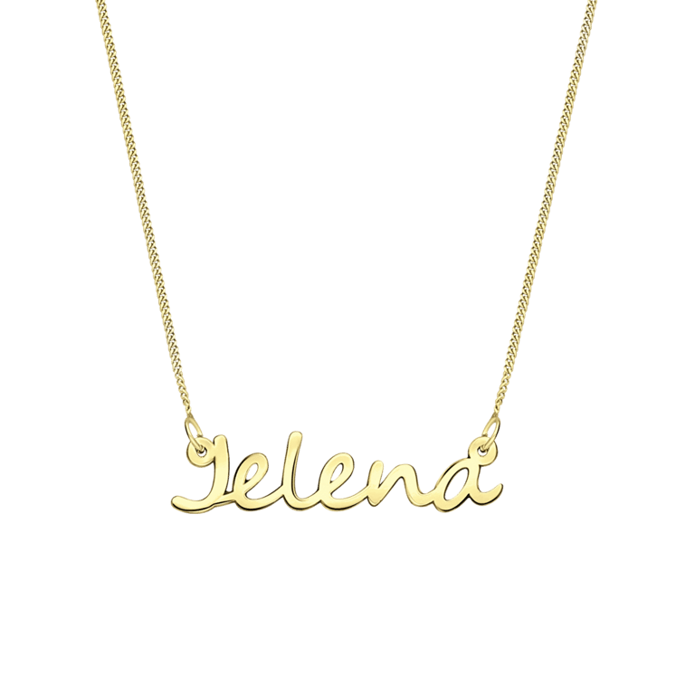 Zilveren goldplated naamketting voor dames