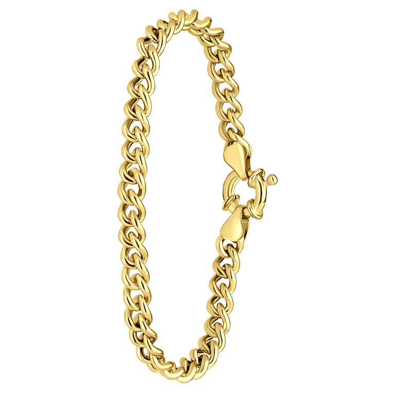 Zilveren goldplated schakelarmband voor dames