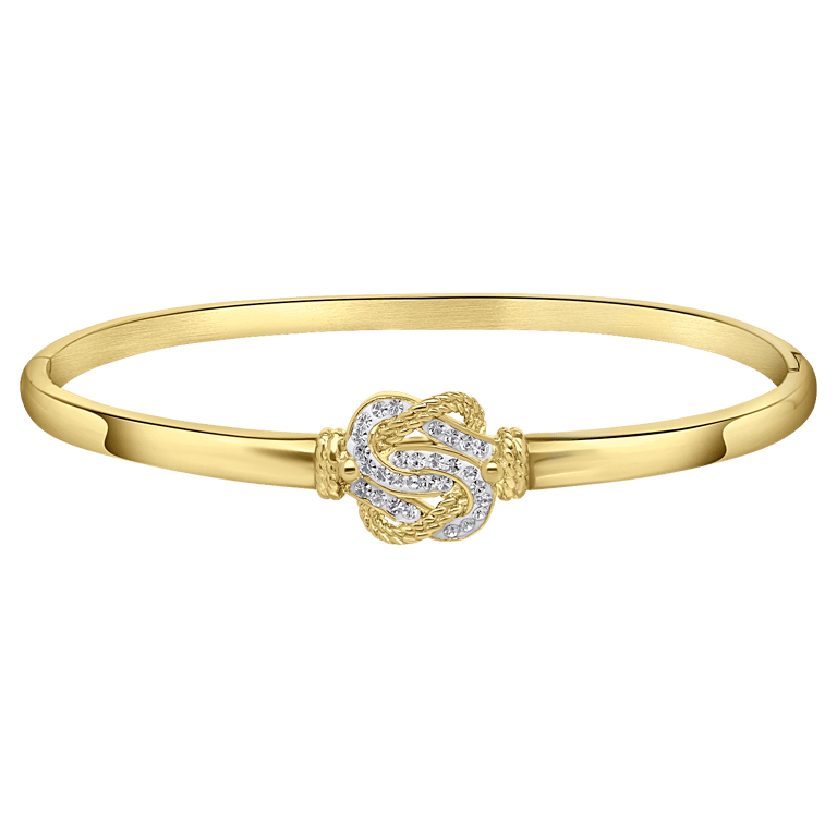 Stalen goldplated bangle met kristal voor dames