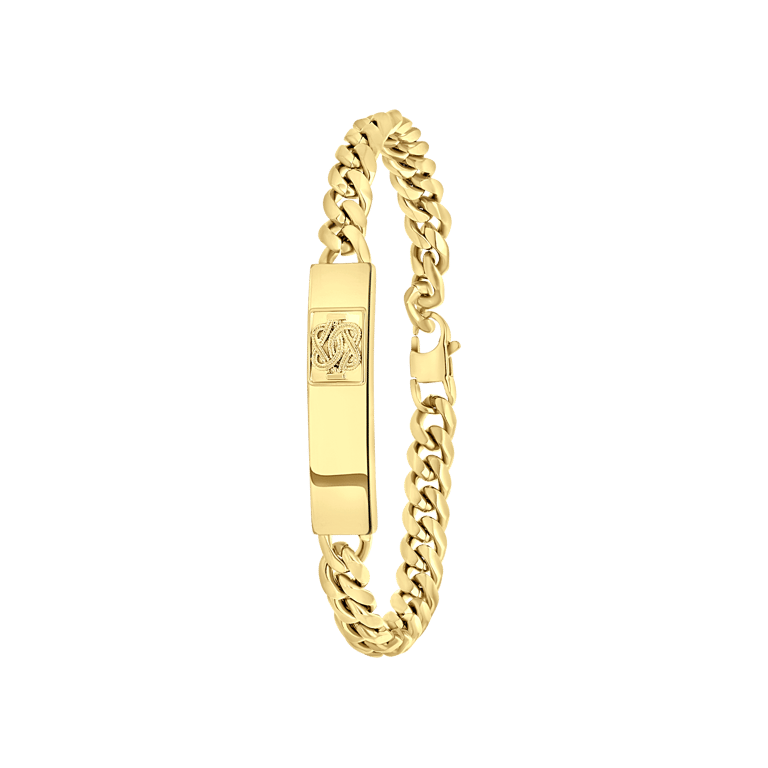 Stalen goldplated herenplaatarmband