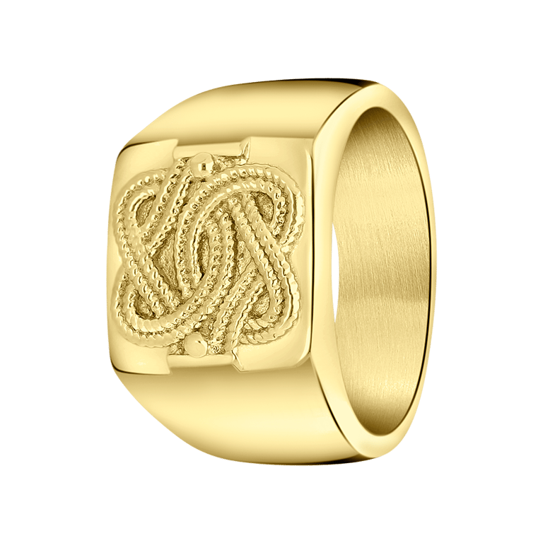 Gerecycled stalen goldplated ring surinaamse mattenklopper