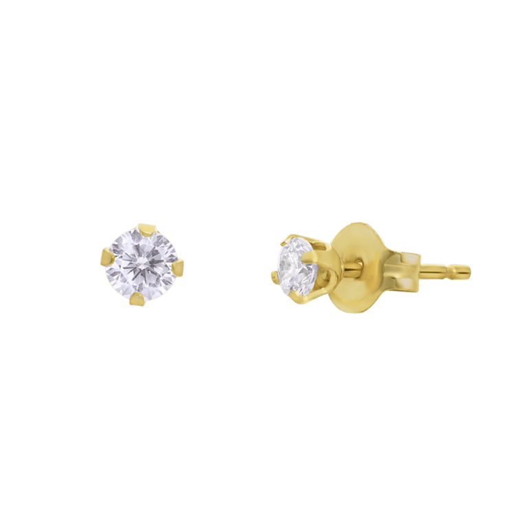 Tiny Tips stalen goldplated oorbellen zirkonia 3mm